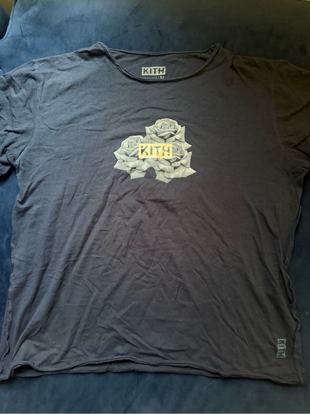 Kith Navy Blue Graphic Rose Logo Tee